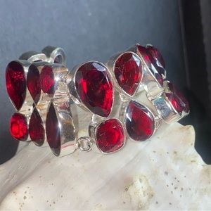 Stunning Madagascar Garnet cluster statement bracelet cuff
